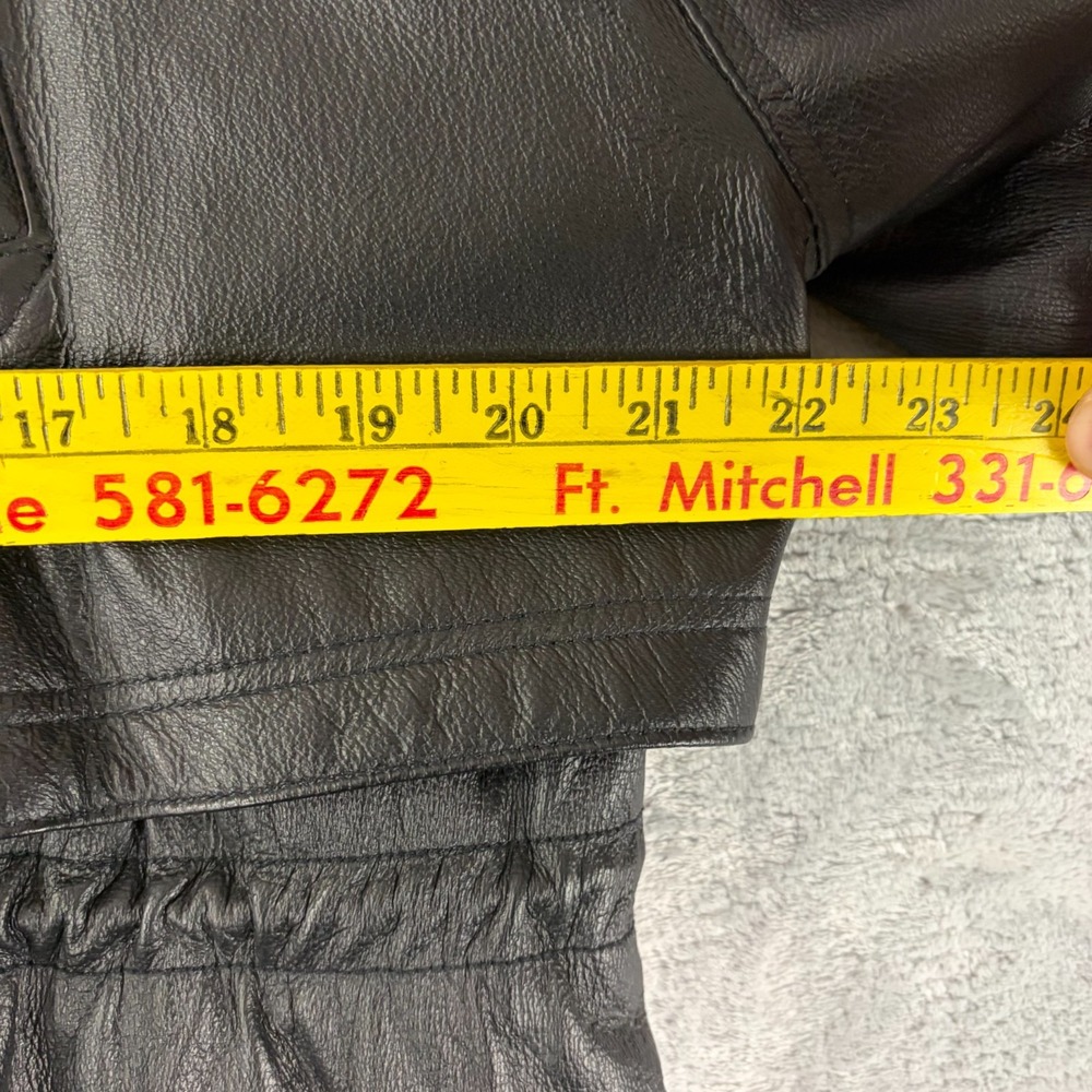 Vintage 80s Sergio Vadducci Black Leather Hooded Jacket Size XL NEW! - Picture 7 of 10